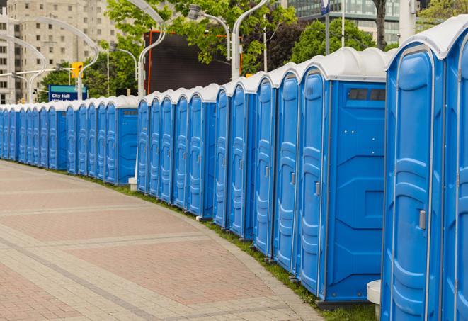 Seasonal porta potty units set up at a Kennewick, Washington venue
